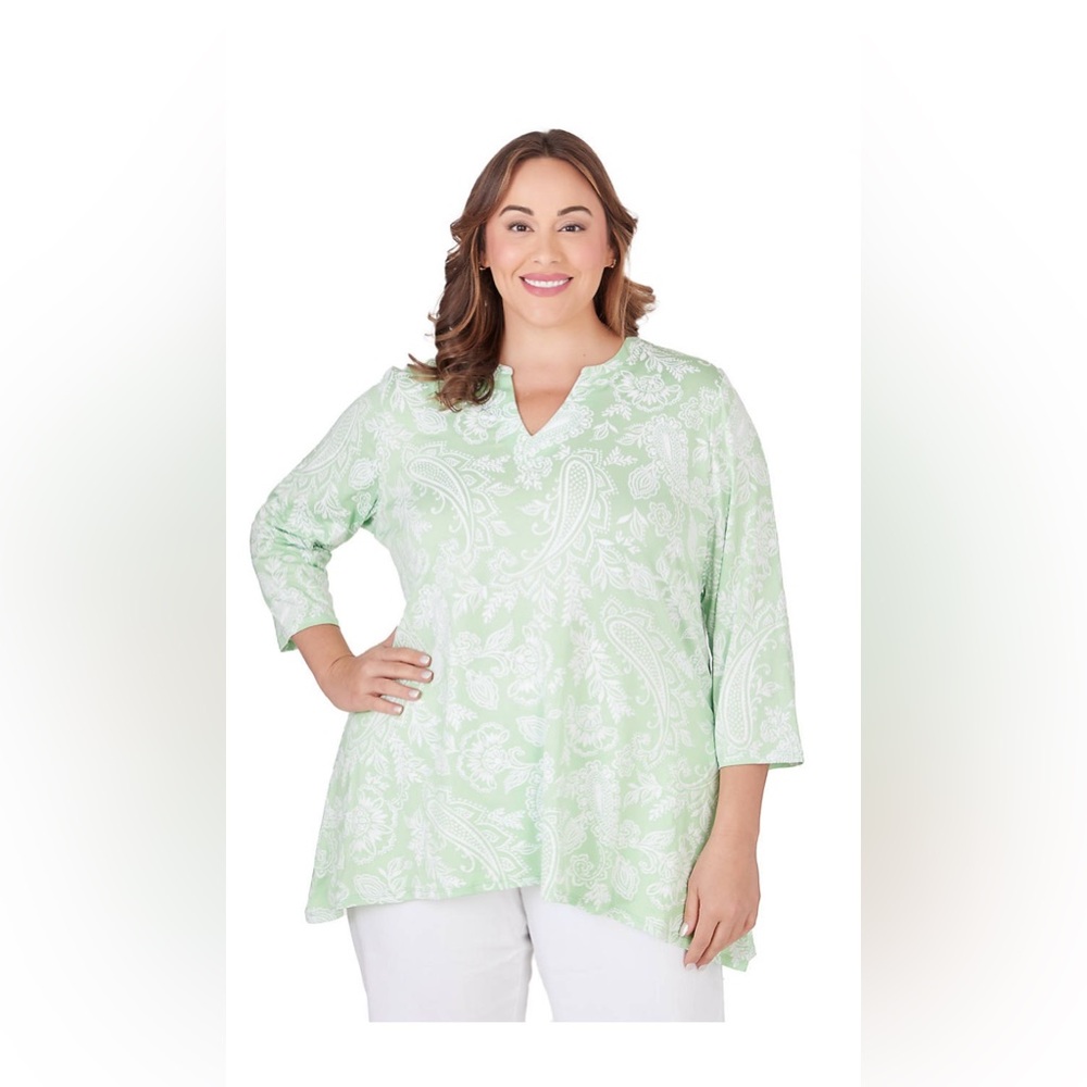 Women’s Green & White Blouse Size 1X